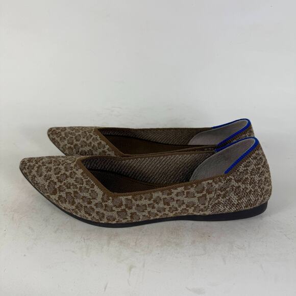 Rothy’s The Point Driftwood Spot Flats Women's 5 Brown Leopard Ballet Shoes - Picture 5 of 10